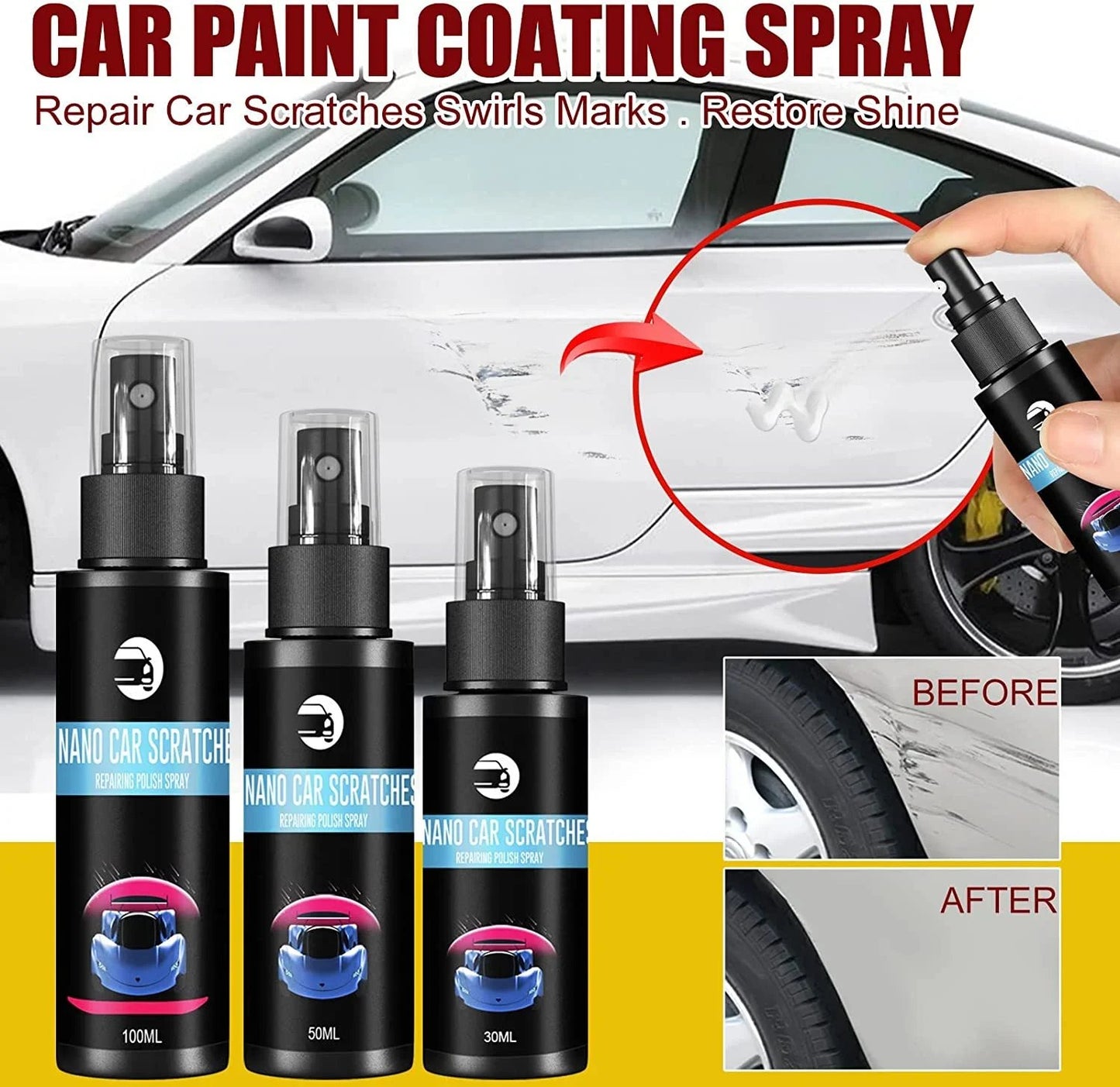 🔥 Car Scratch Repair Spray(🚙 suitable for all colors car paint)💥BUY 2 GET 1 FREE